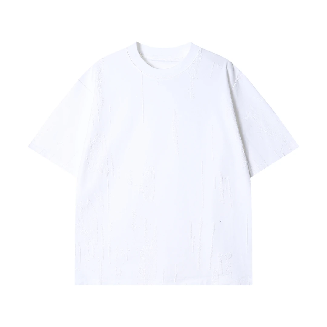 春夏新款时尚个性韩版纯色立体简约圆领短袖T恤休闲百搭情侣上衣