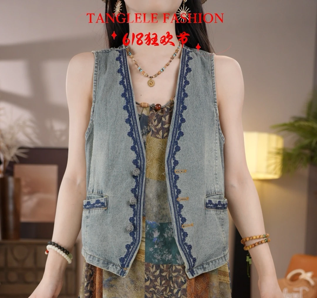 唐乐乐｜25new夏季系列复古无袖牛仔休闲百搭薄款马甲BF1333