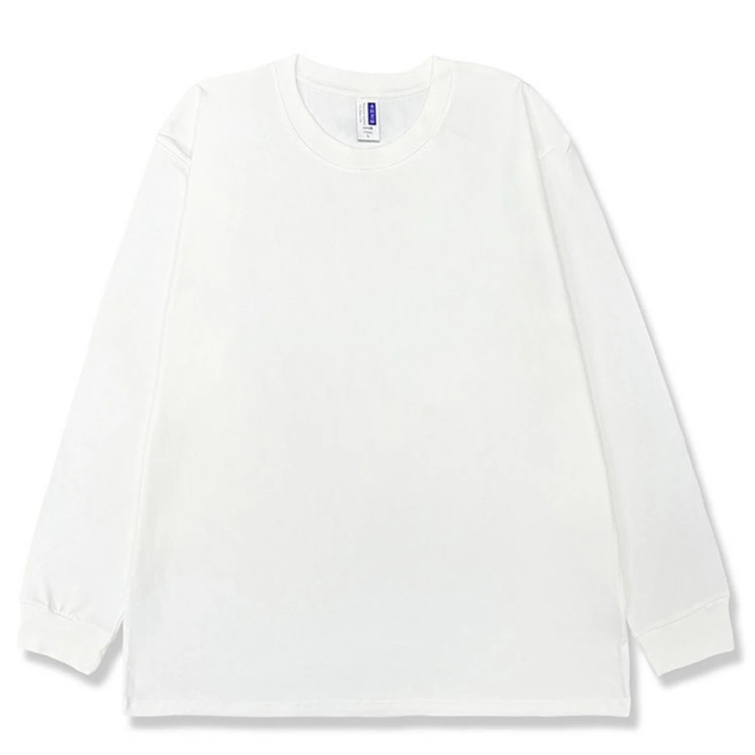 260克百棉打底衫长袖男士春季宽松长袖T恤纯色情侣时尚秋季