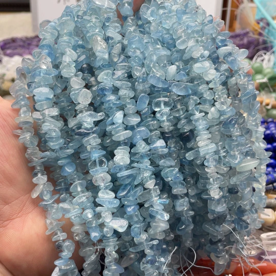玛瑙/玉髓合金珠宝半成品一条装卡9+mm海蓝宝碎石