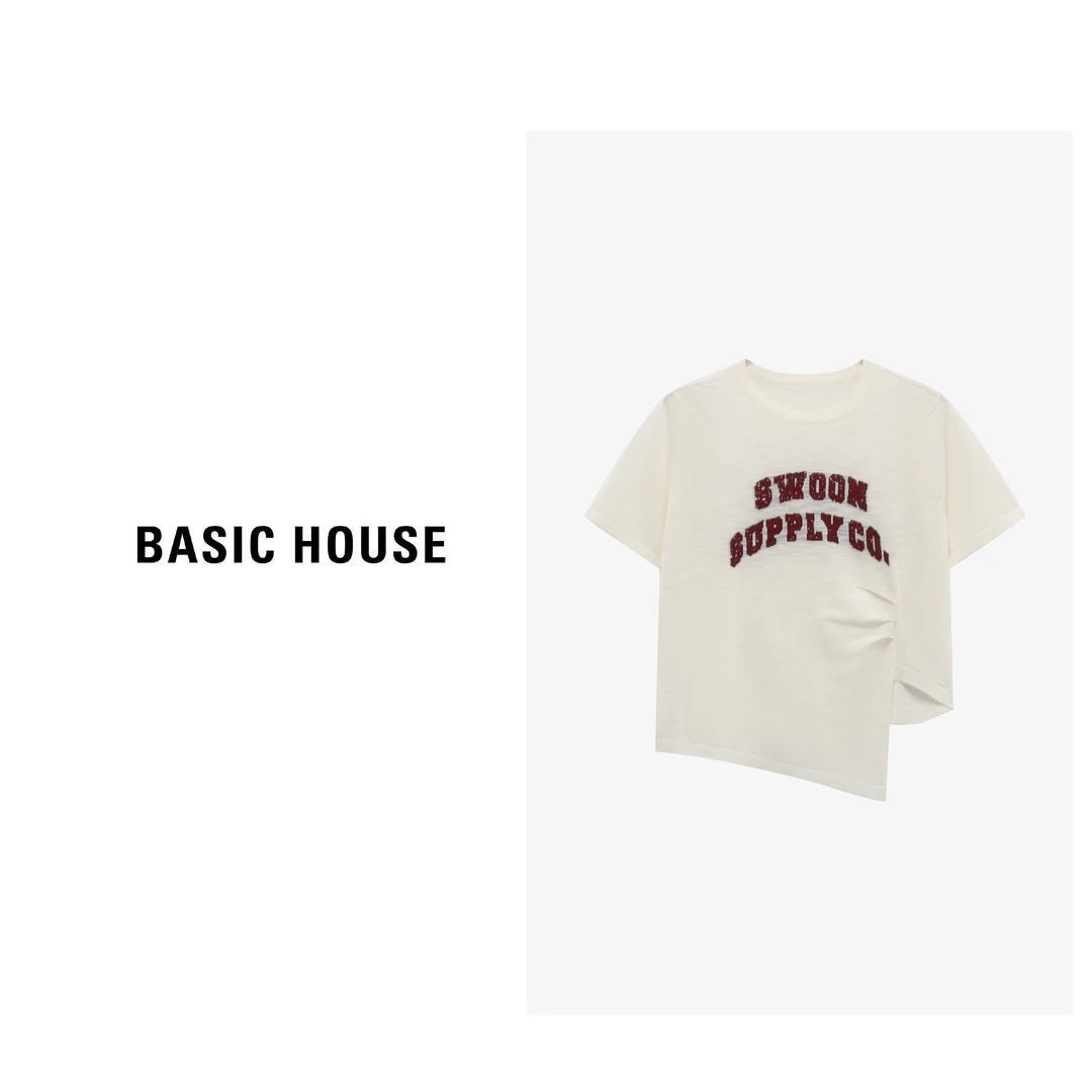 Basic House/百家好夏季不规则宽松出游短袖针织衫-B0625B5N862
