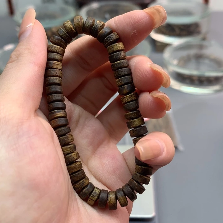 沉香手串药片珠单圈达拉干