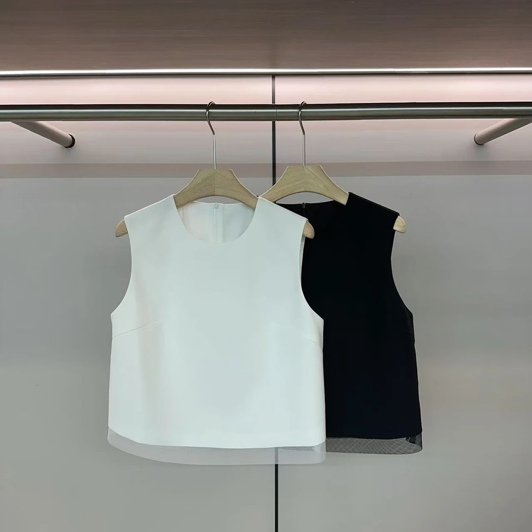 鑫燃Kiki 简约百搭不规则后背开叉无袖背心 P25985 PPT