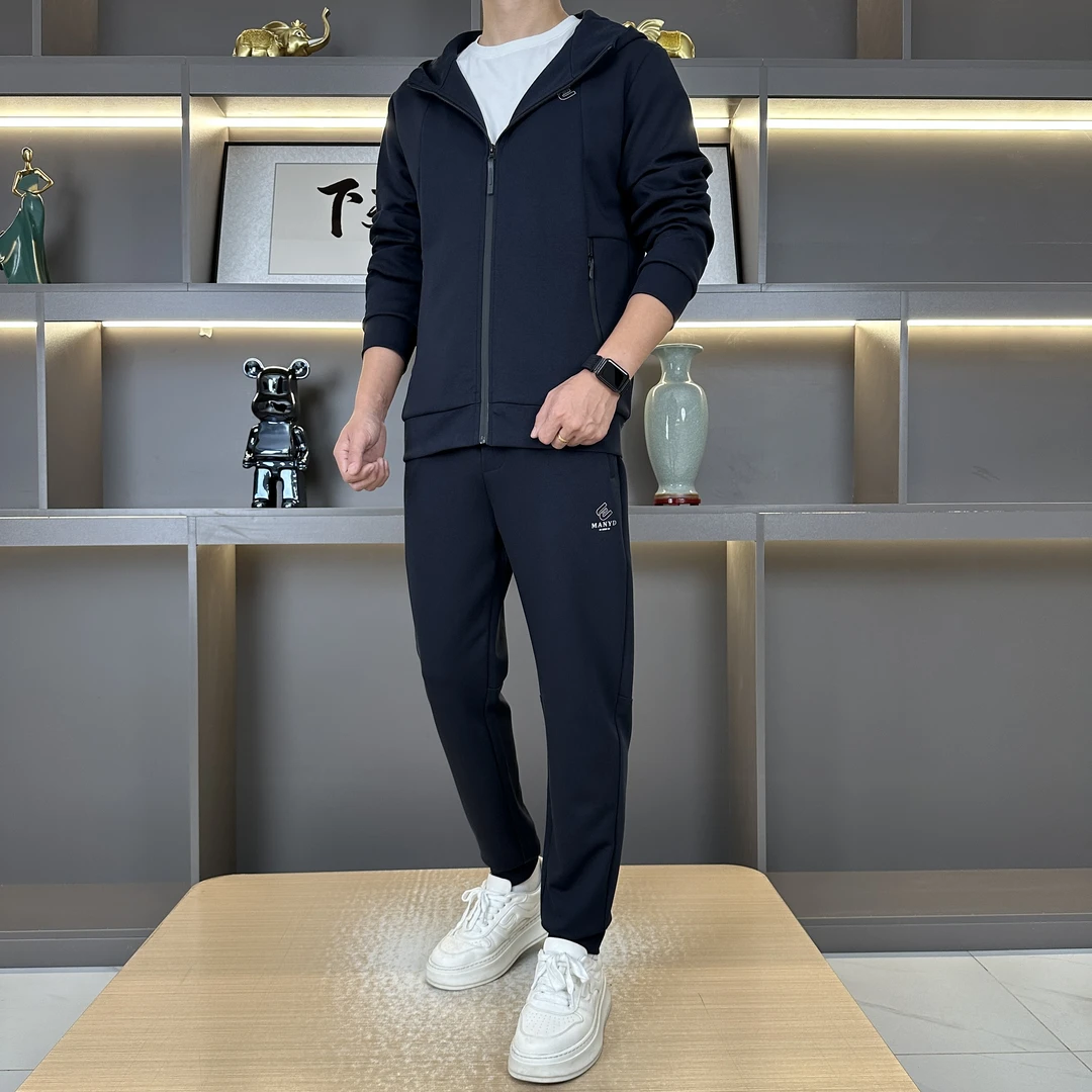 A116潮款运动休闲套装男士秋季新款百搭时尚连帽两件套