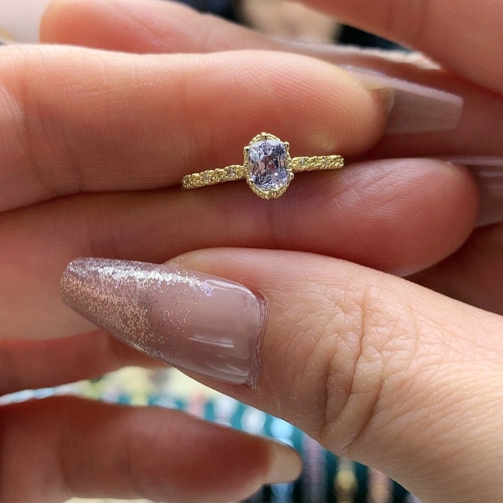 尖晶石戒指银S925镶嵌纯天然