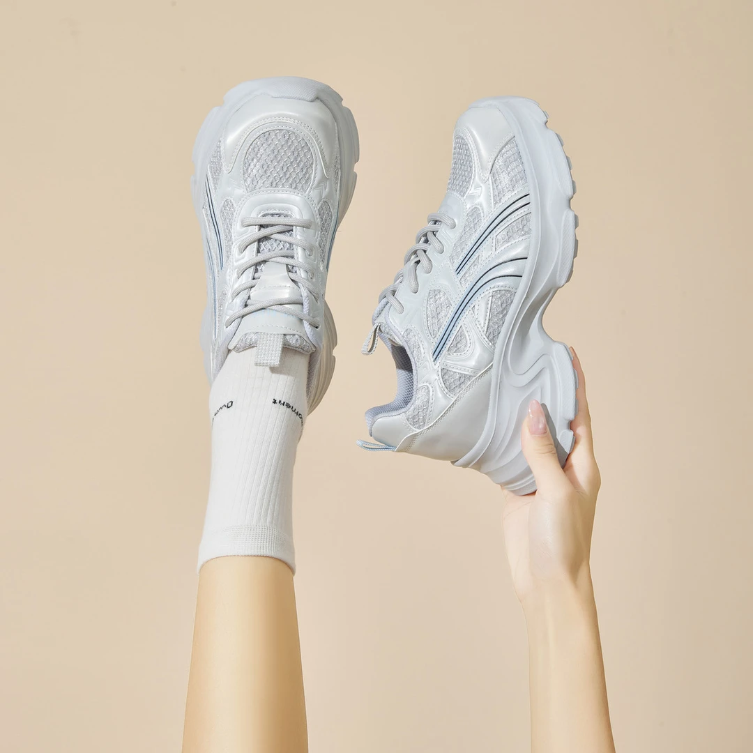 【百搭拼接撞色女运动休闲鞋】厚底小个子增高老爹鞋春秋季女鞋