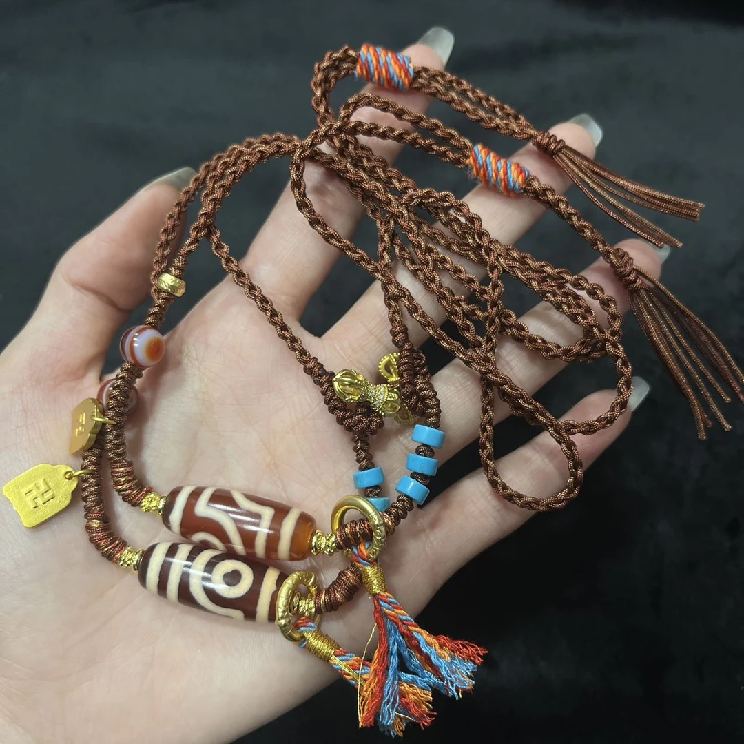 【佳哥严选】J18024-玛瑙diy脖挂（二眼）多样性发其一-29*11mm