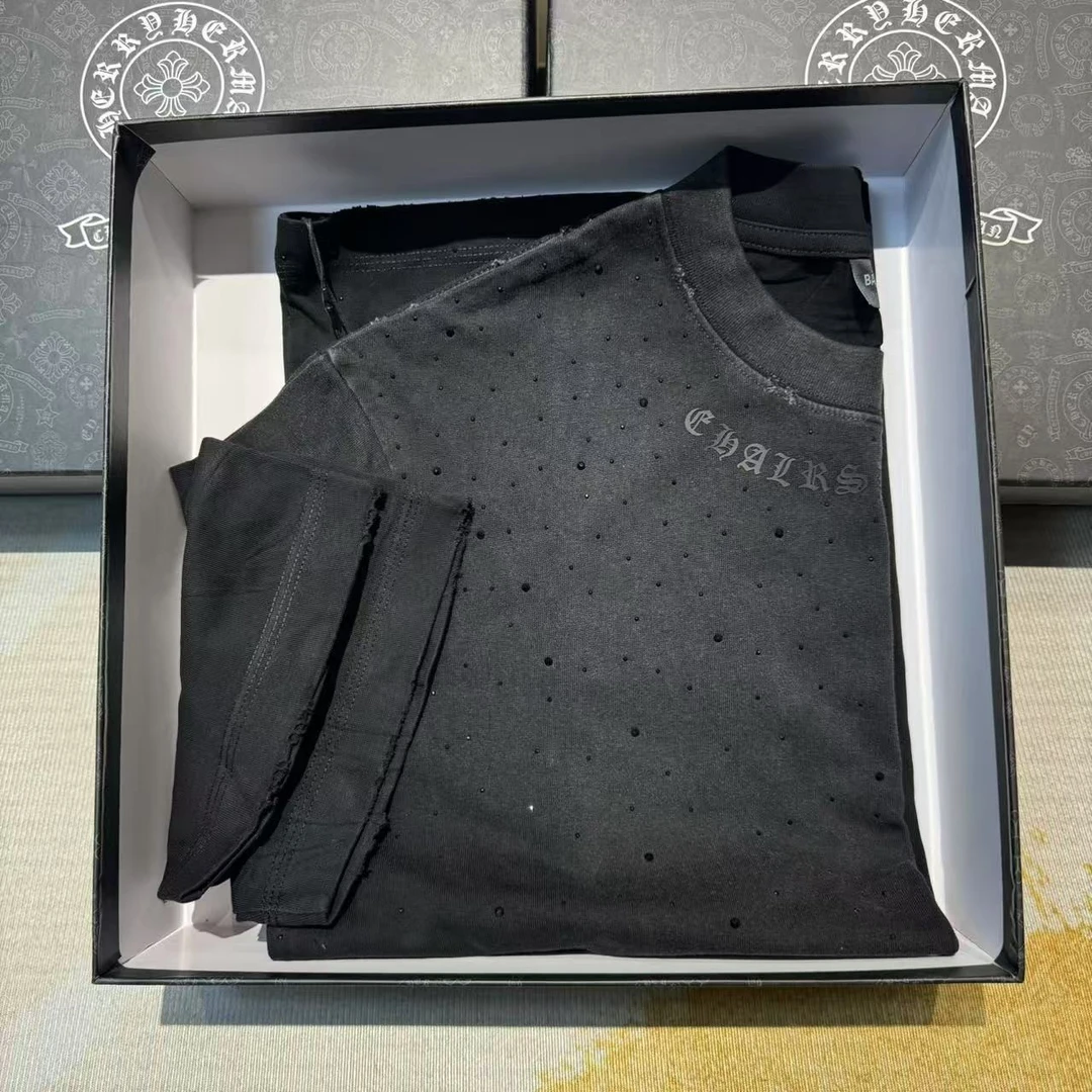 【8808】春夏新款轻奢重工重磅T恤 休闲潮流男女同款