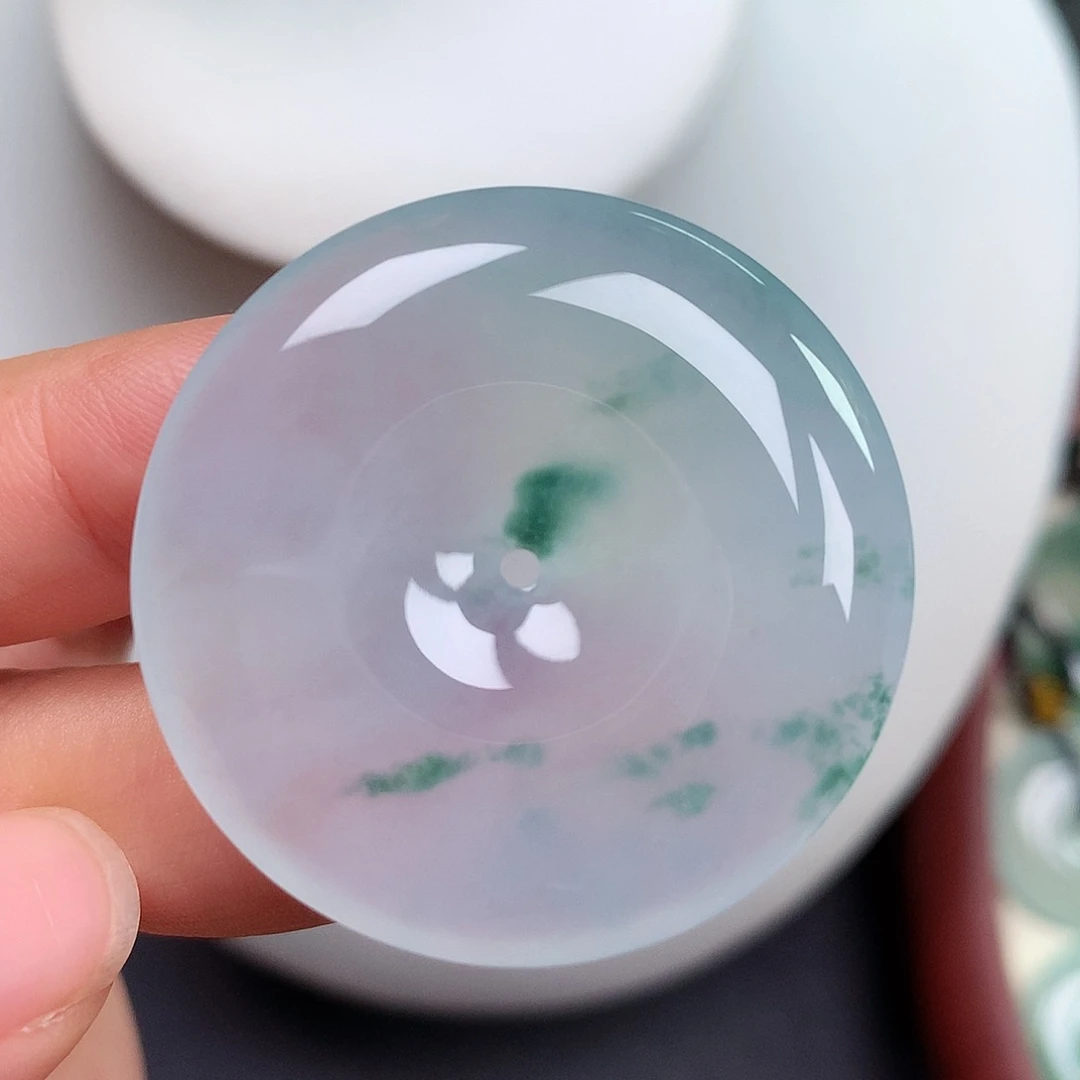 翡翠未镶嵌颈饰平安扣 35.8x6.3mm