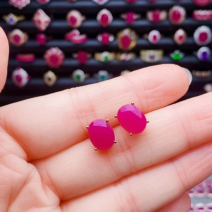 耳饰红宝石银S925镶嵌