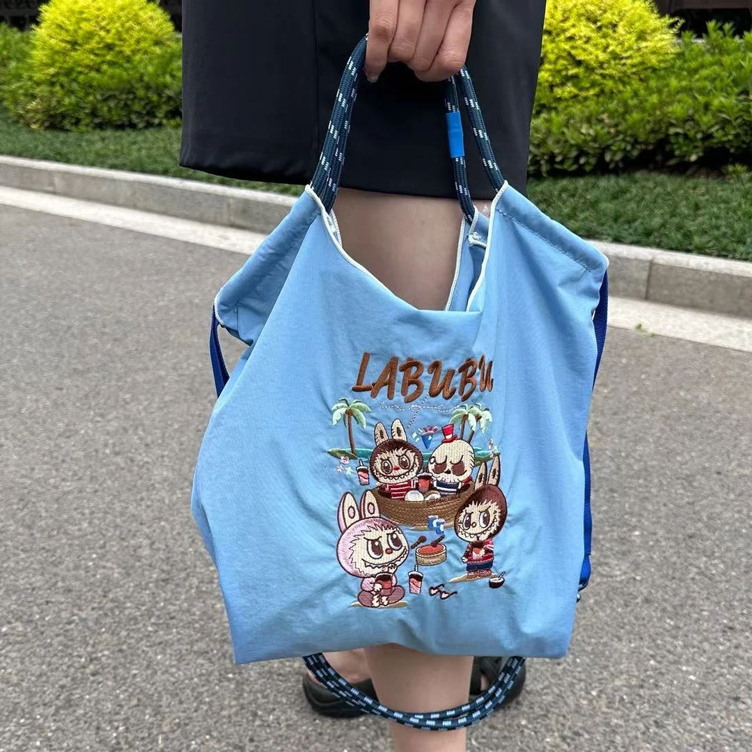 LBB尼龙刺绣休闲ins帆布袋托特包小众百搭