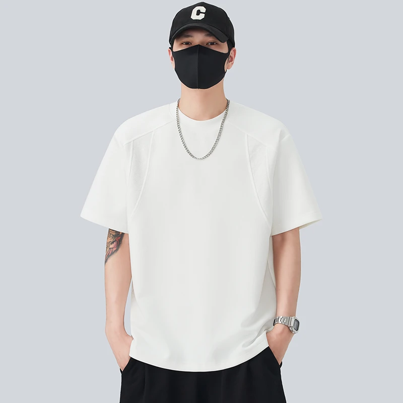 凉感冰爽空气层短袖t恤男夏季新款boxy版型夏天薄款男士正肩体恤