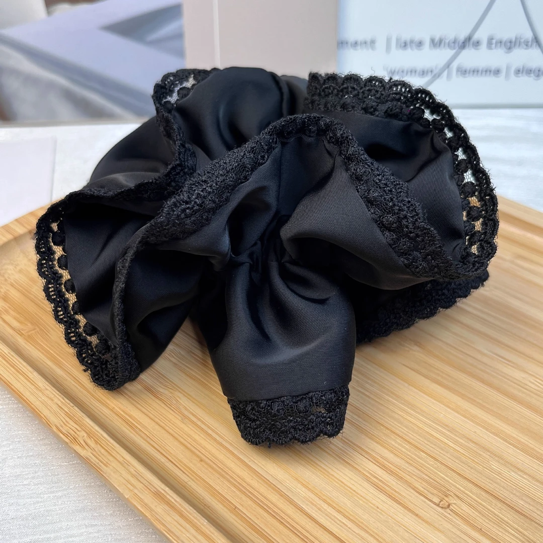 【新品福利】法式气质丸子发饰女高级感法式缎面蕾丝大肠发圈马尾绳