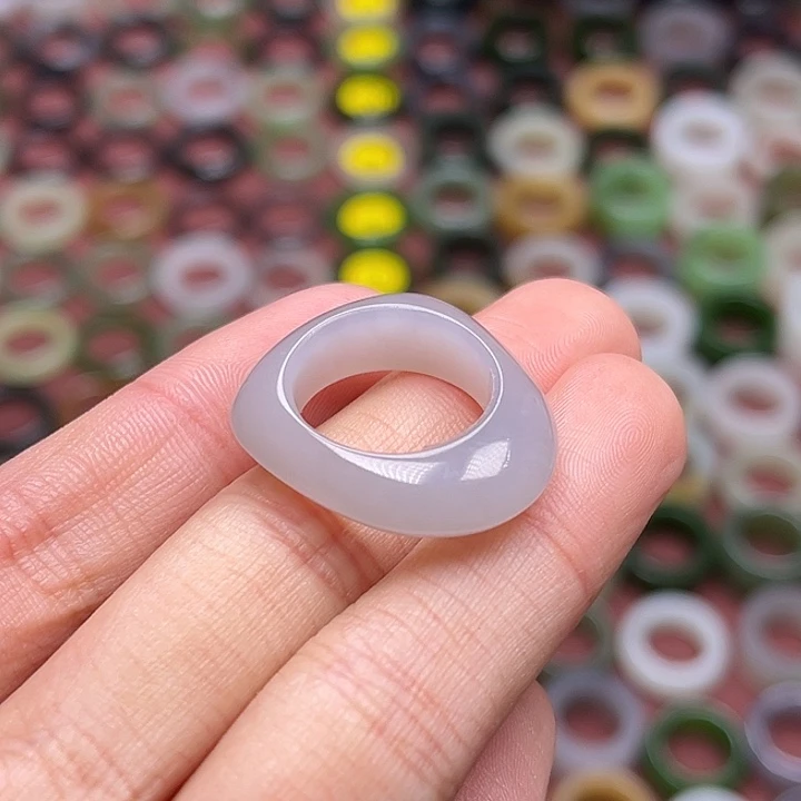 和田玉戒指未镶嵌16.1 粉紫飞碟