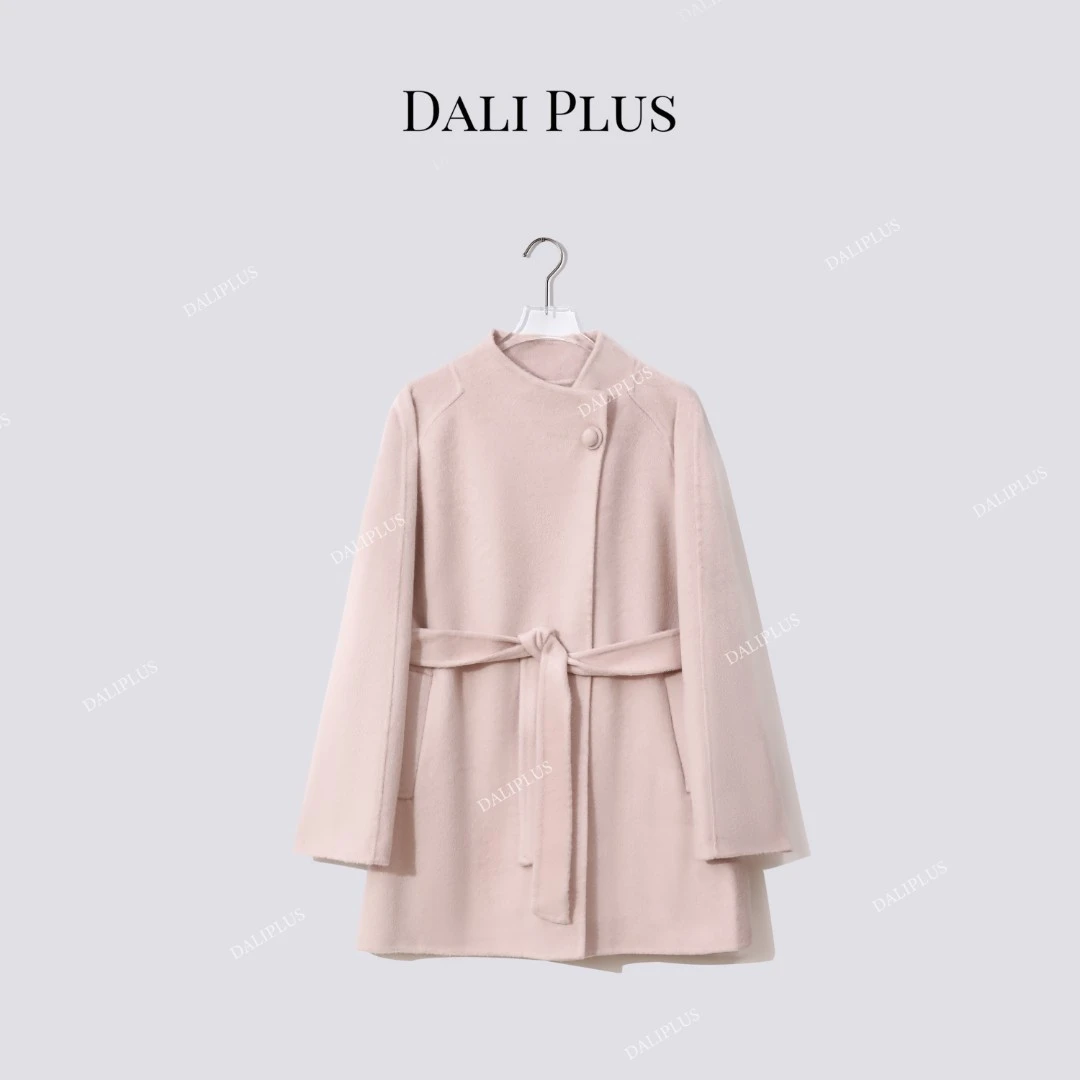 DALI PLUS【羊驼贝贝+绵羊毛】一粒扣系带双面呢大衣-D5CK2129