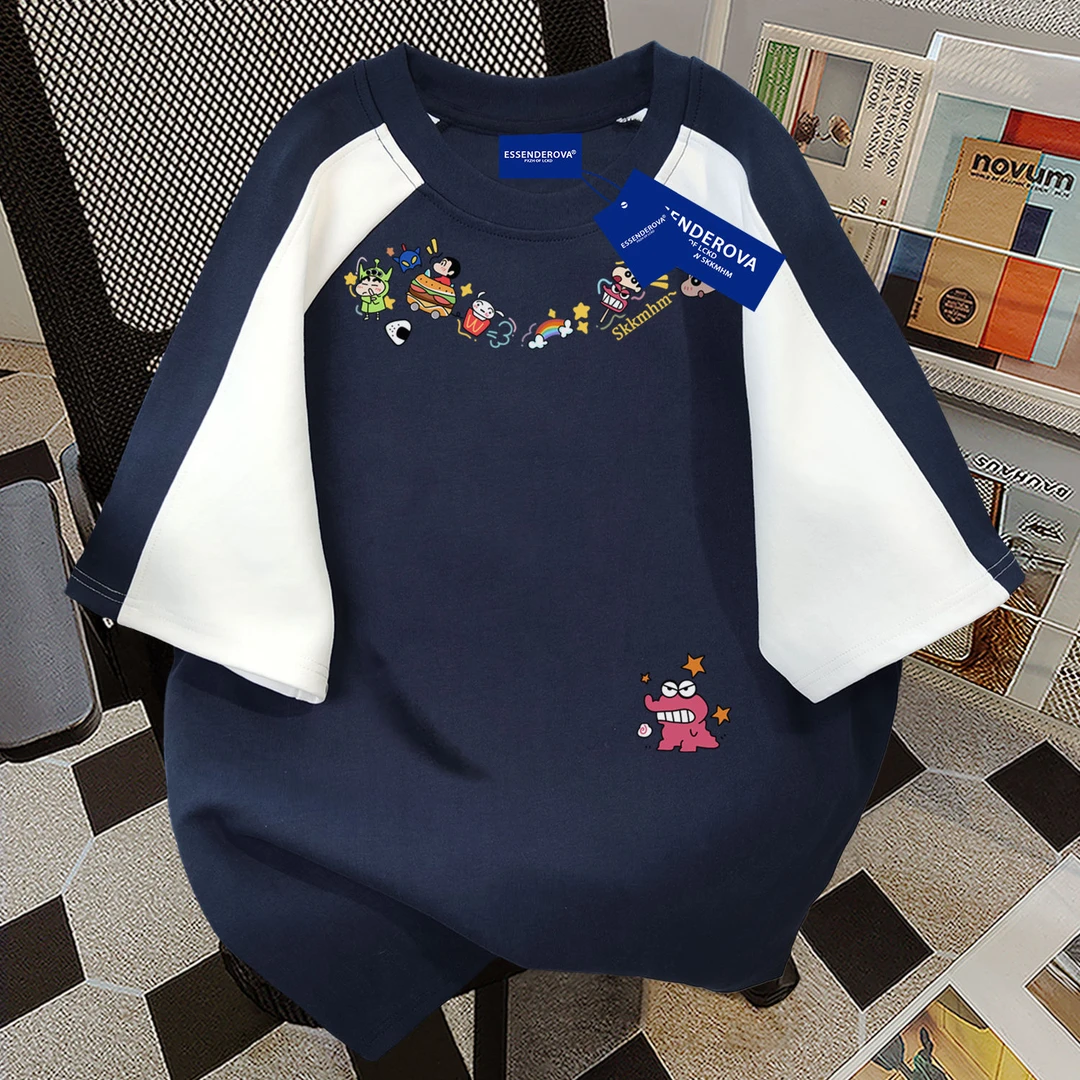 100%纯棉日系个性高街蜡笔小新短袖t恤男女2025夏季薄款休闲上衣