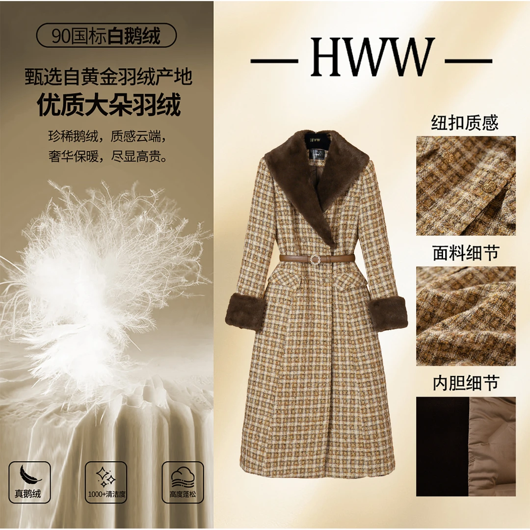 鹅绒服冬季轻奢气质时尚经典设计师收腰显瘦羽绒服DHZFF406266