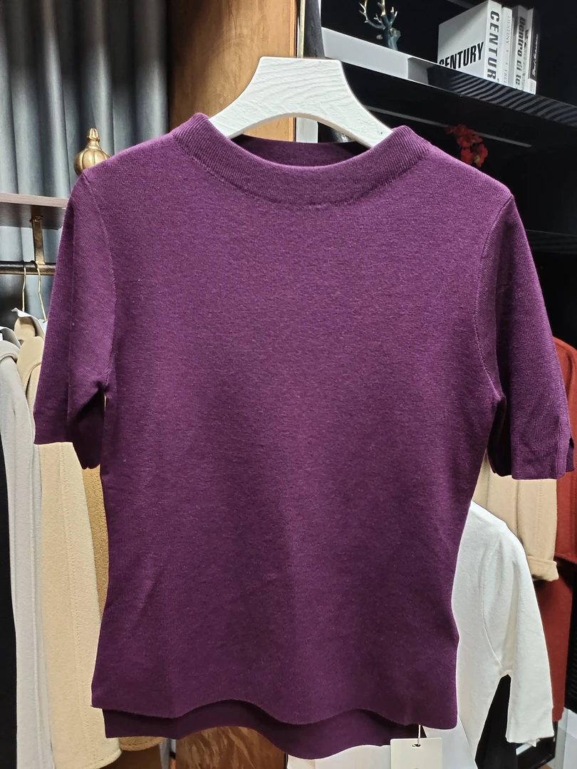 小立领短袖上衣-打底时尚女士2665