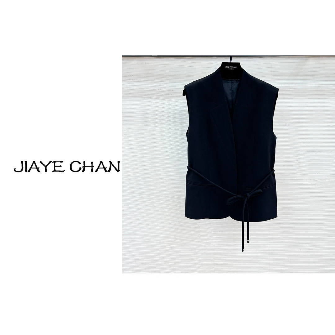 JIAYE CHAN通勤气质时尚无袖V领马甲外套