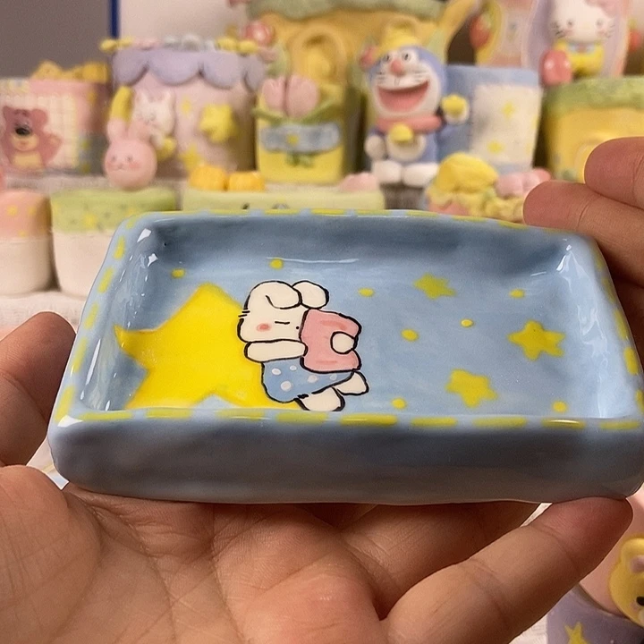 睡觉兔兔长方盘子多肉花盆