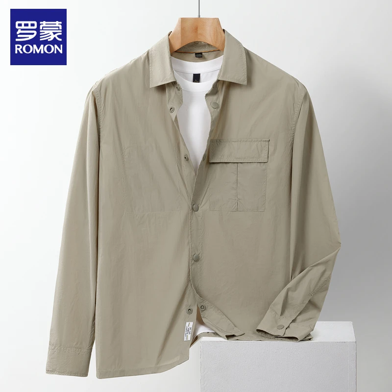罗蒙工装衬衫男款2025新款时尚休闲夹克开衫衬衣中青年外套潮流