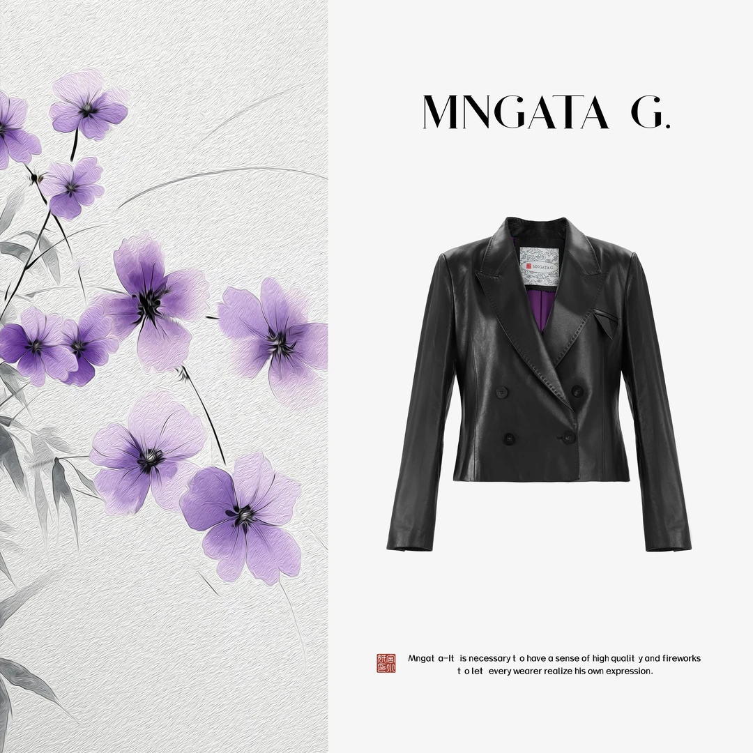 MNGATA G.宫小妍【曼奢·中古贵紫】羊皮早秋新中式皮衣外套5062555