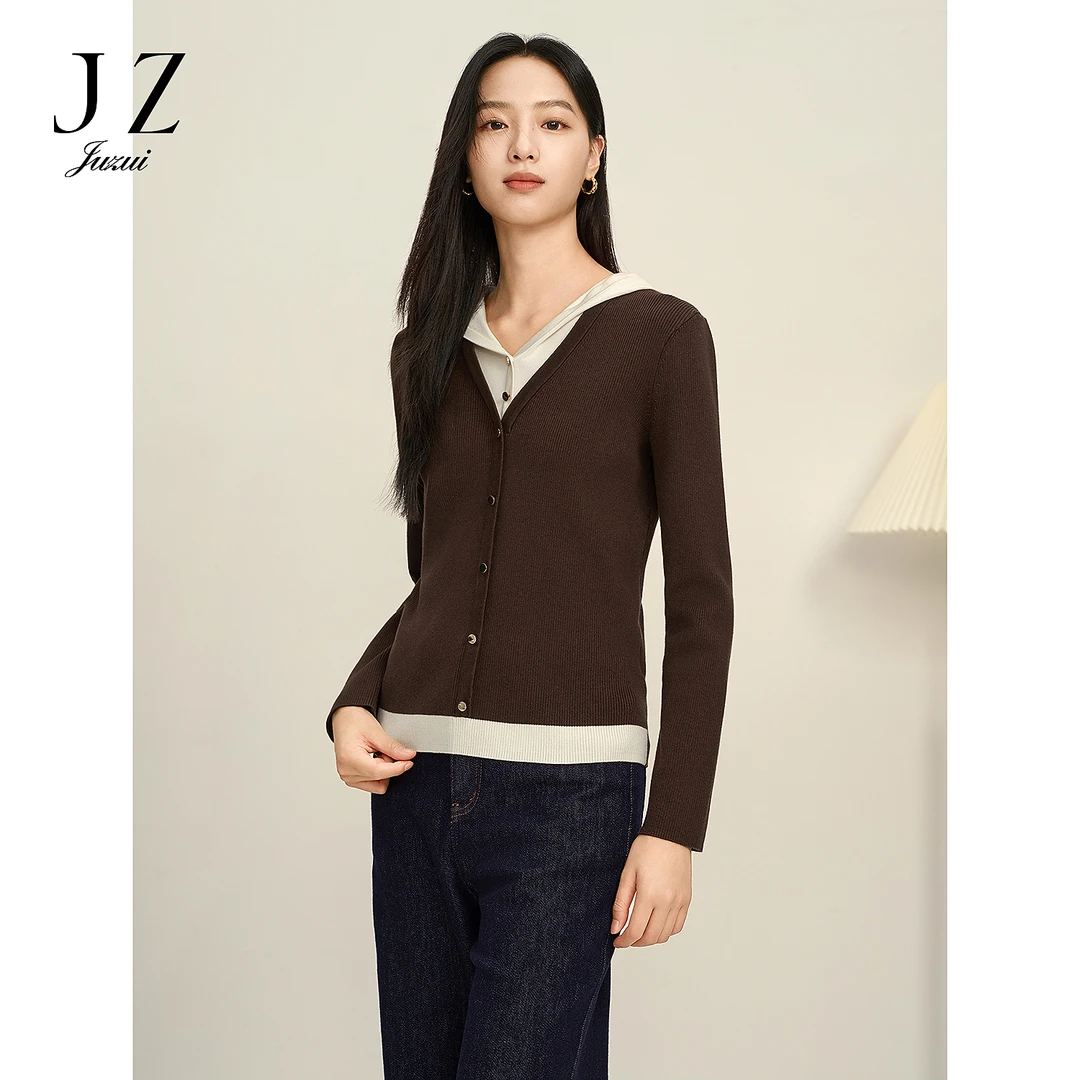 【星线好物】JUZUI玖姿JYFQ31001长袖假两件针织衫女2025秋季新款