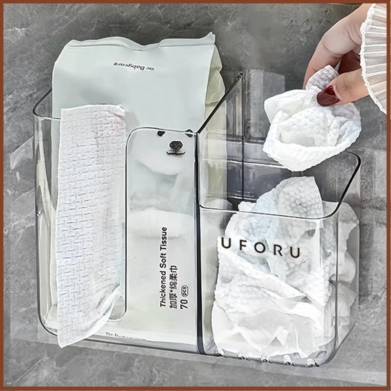洗脸巾收纳盒壁挂二次利用废弃擦脸巾棉柔巾多功能卫生间置物架子
