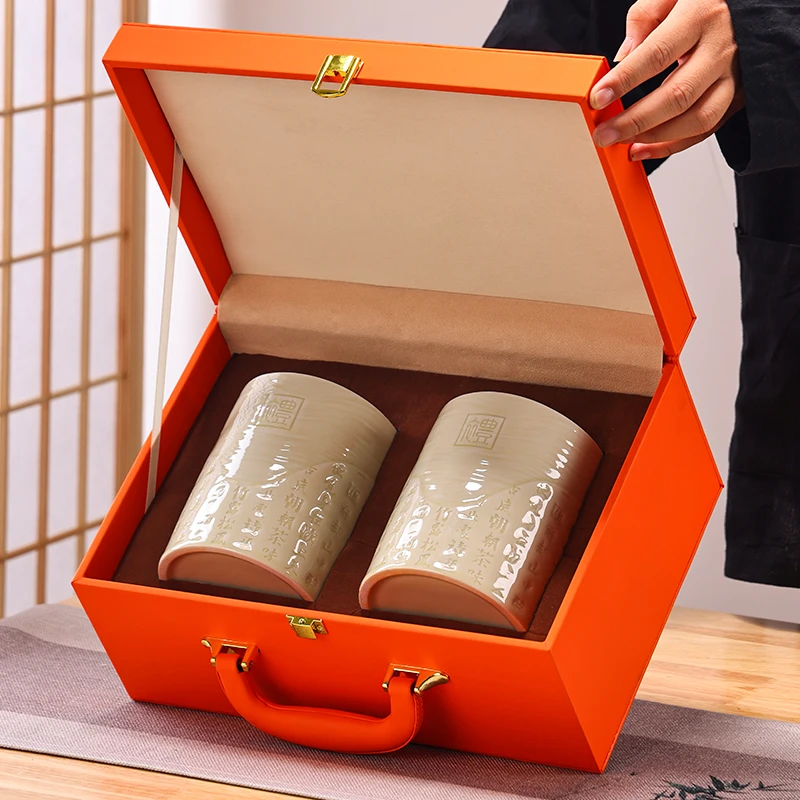 金骏眉 铁观音 肉桂 新茶 茶叶  三款茶叶双瓷罐手提仿皮箱礼盒装