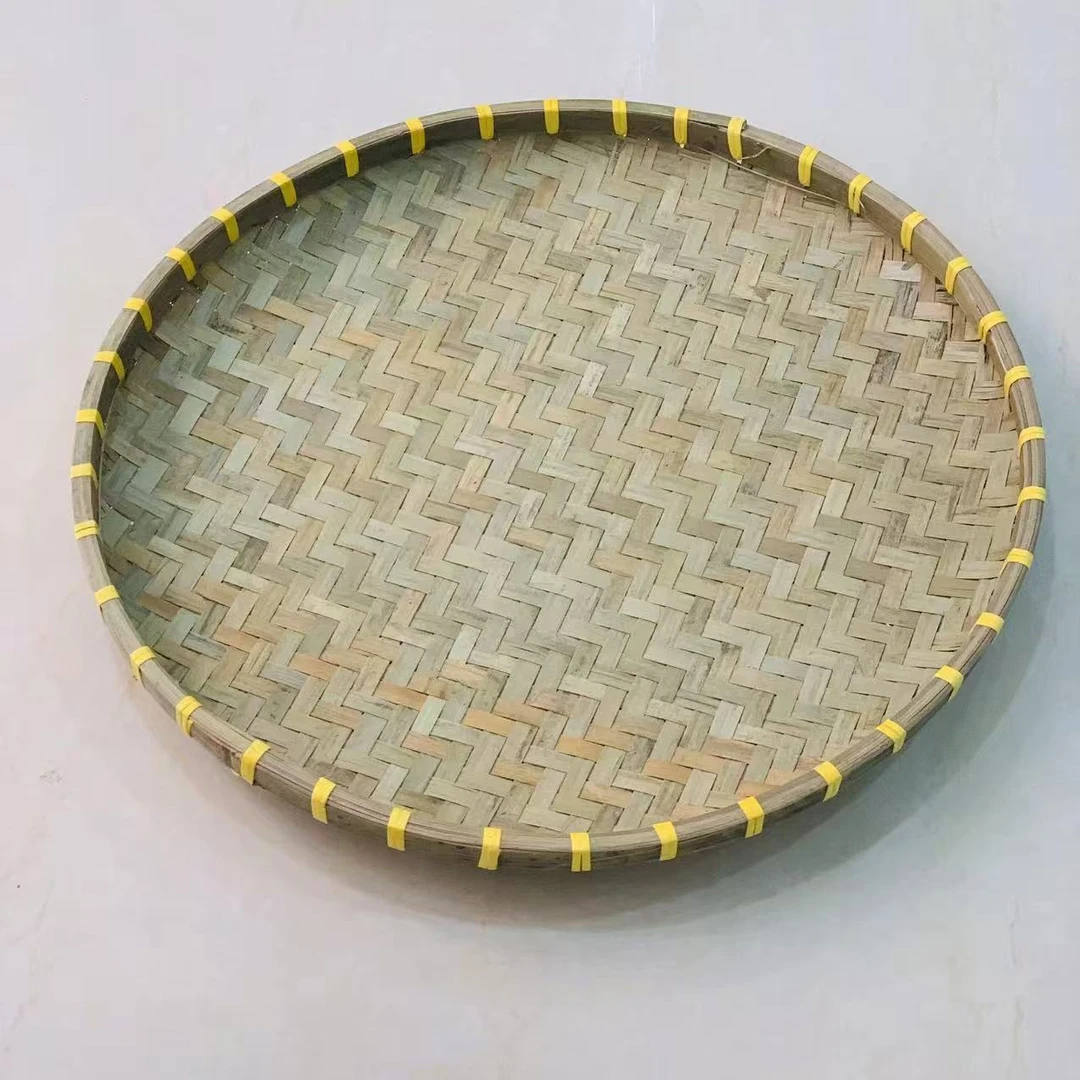 竹编青皮密编簸箕晒筐晾晒盘60cm