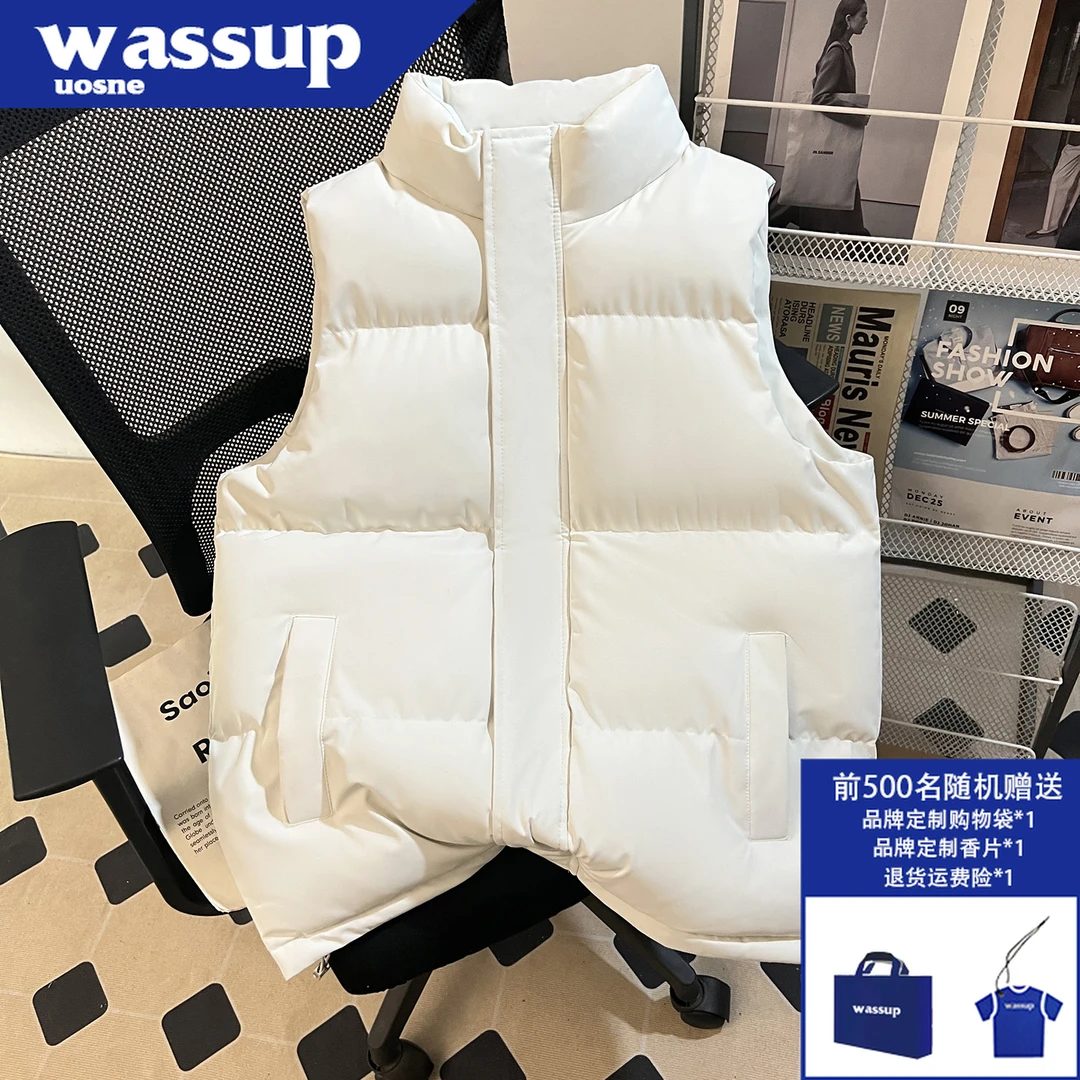 WASSUP UOSNE潮牌加厚棉服马甲2025冬季新款网红外穿保暖背心外套