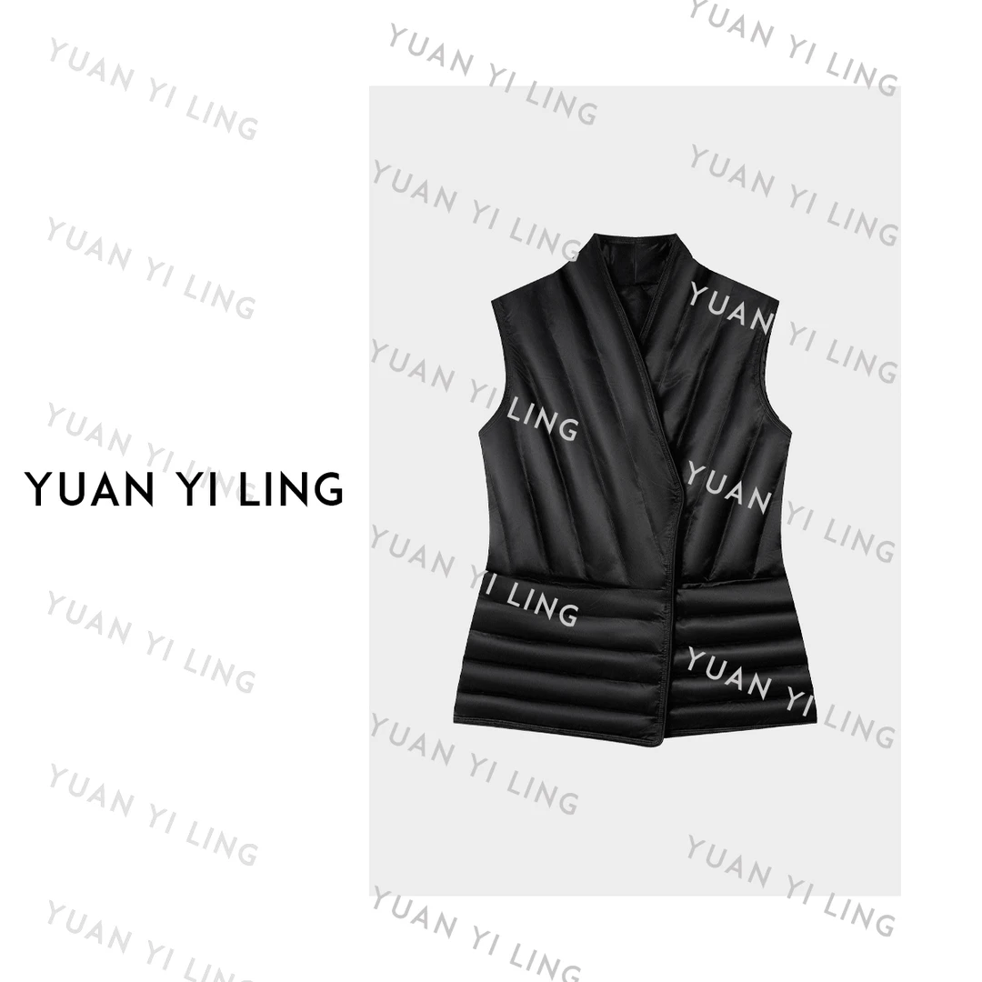 袁艺灵【卢浮宫】25秋冬V领90白鹅绒绗缝无袖马甲9157