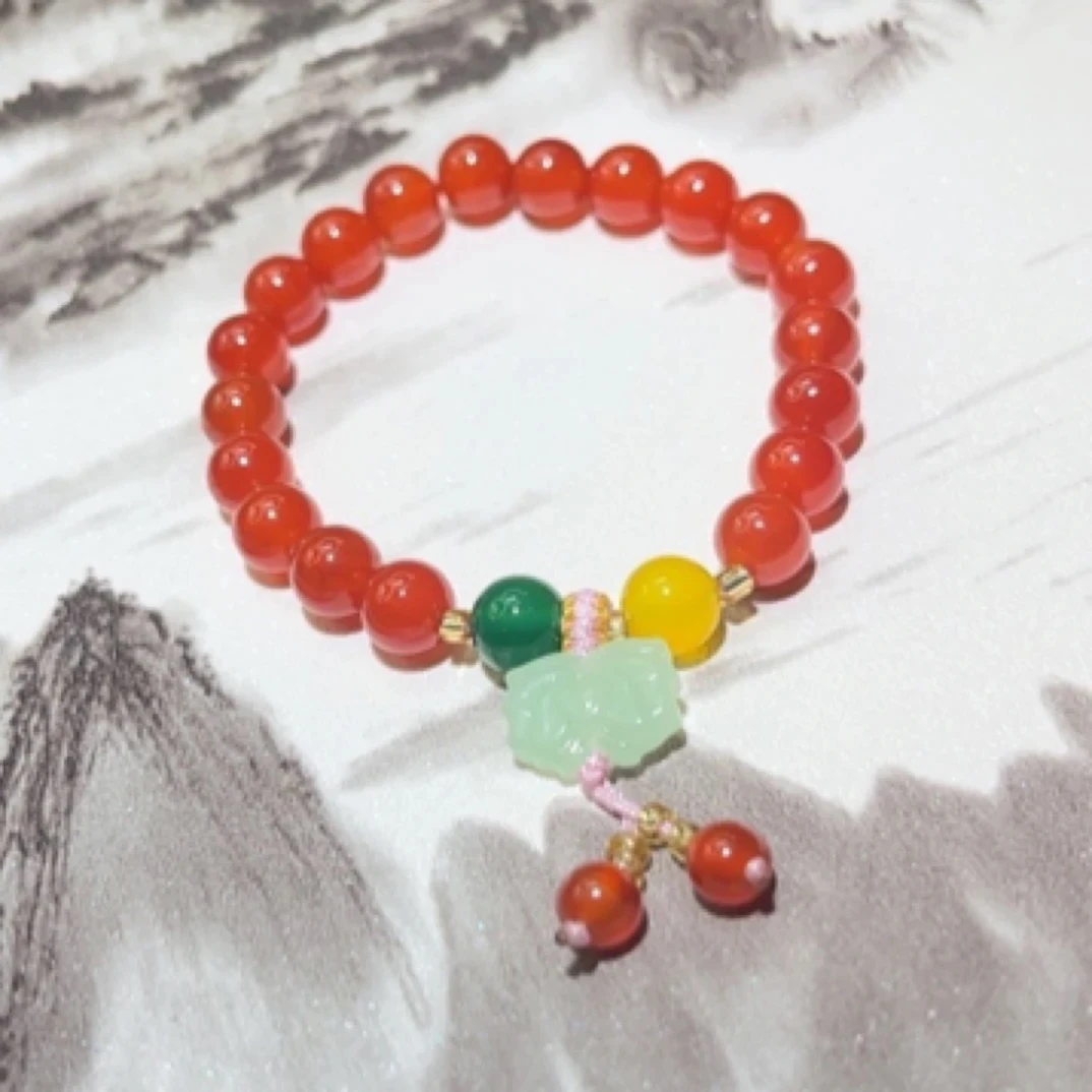原创设计红绿黄玛瑙手串-多样性发一 8810