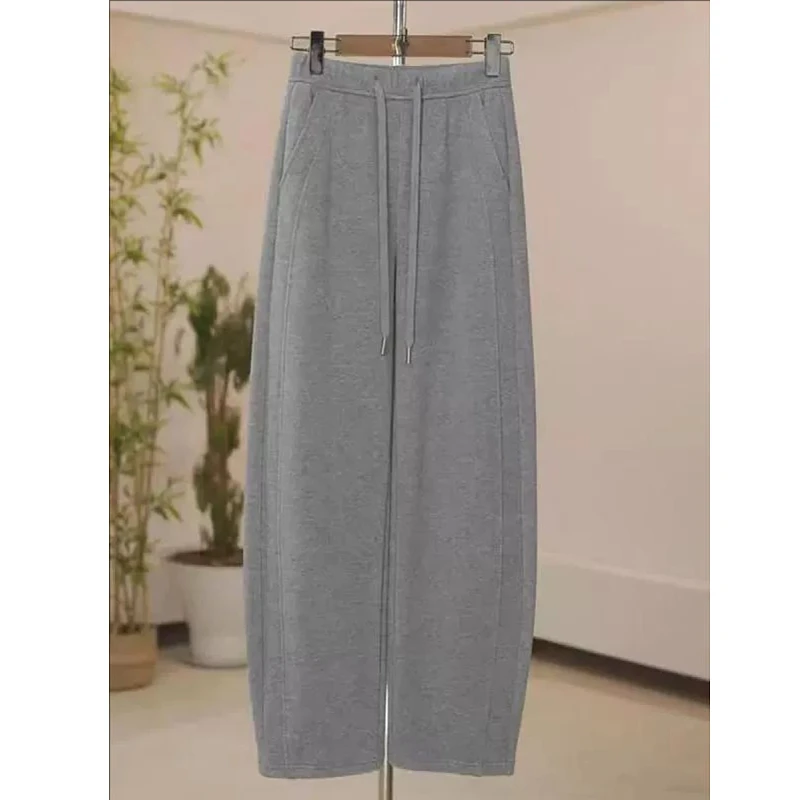 弯刀休闲裤女2025秋冬新款大码胖mm宽松百搭直筒阔腿香蕉哈伦裤子