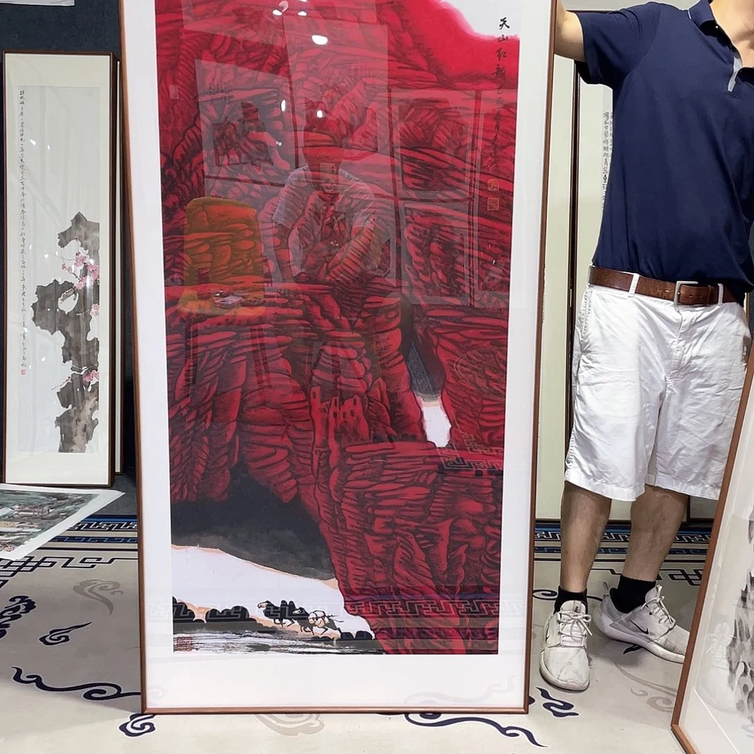 国画手绘画作品带框