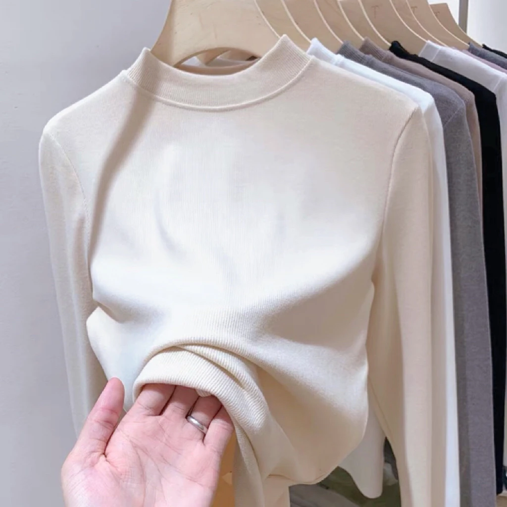 软糯亲肤小暖炉慕斯绒新款2025年冬季显瘦打底上衣女