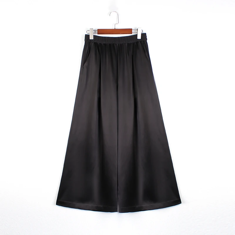 【暗香】复古新中式纯手工桑蚕丝香云纱松紧腰高腰女士阔腿裤子