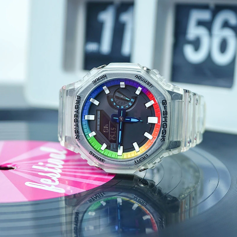 农家橡树改装手表【光谱韵律】适配 ga2100改装透明壳情侣表