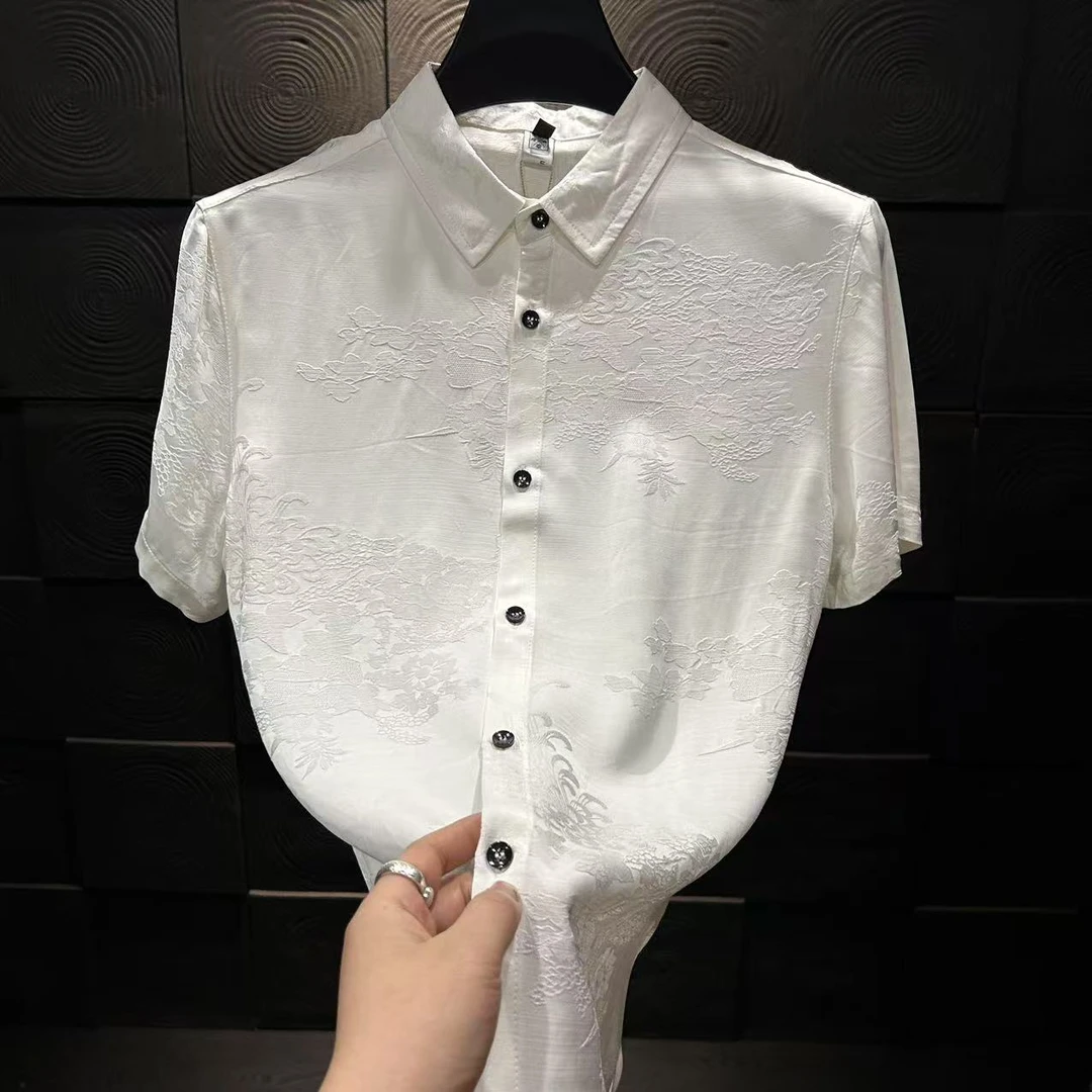 【轻奢】男士提花翻领短袖