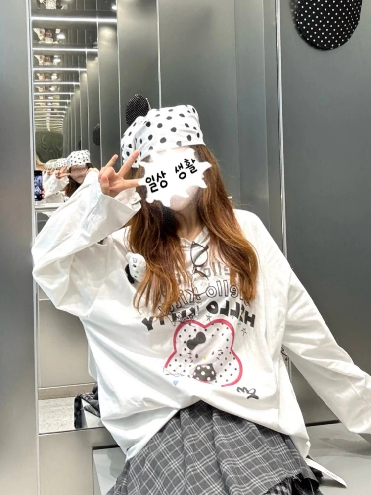 【济州岛】早秋新款波点立体kitty猫压褶设计T恤