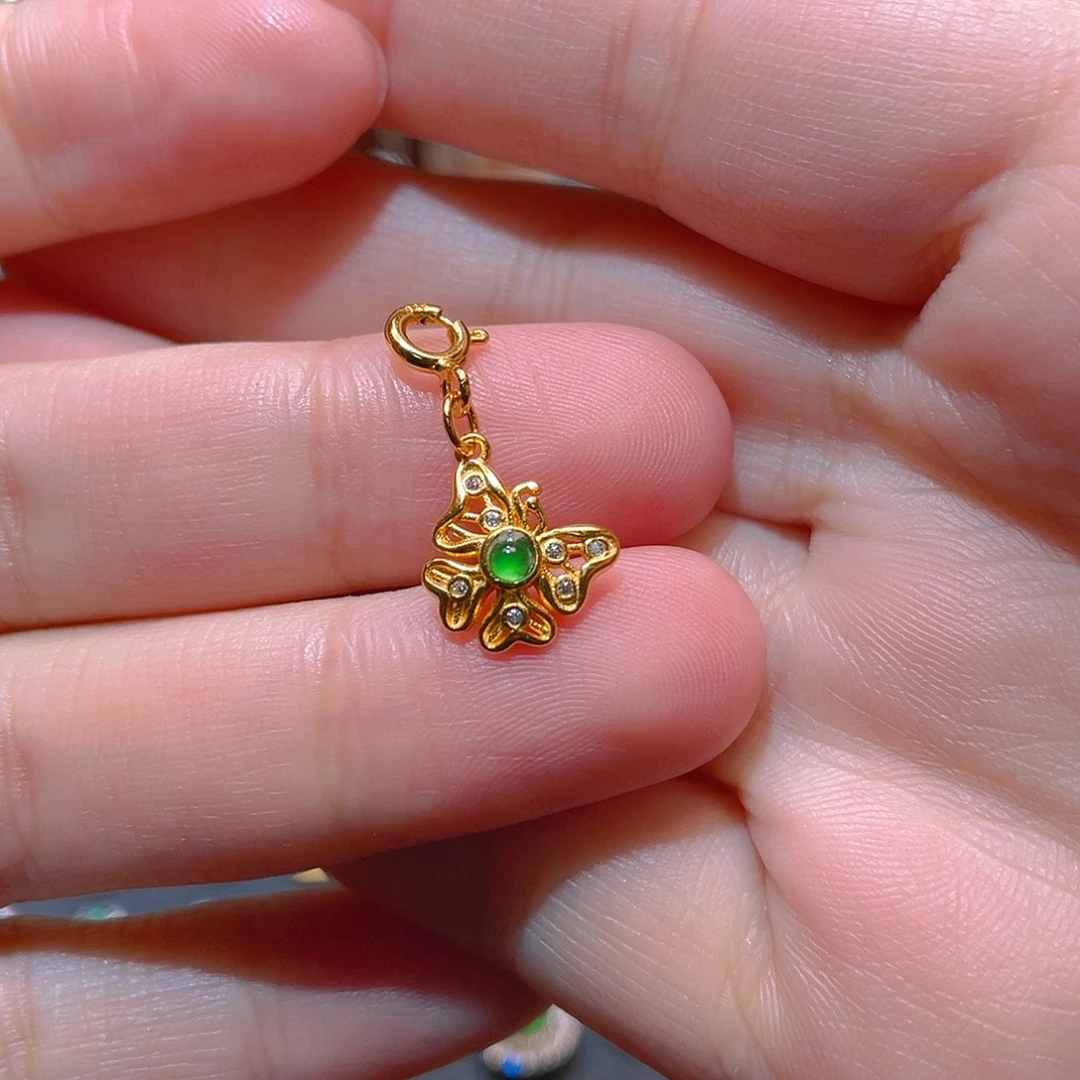 翡翠银S925镶嵌吊坠(不含链)