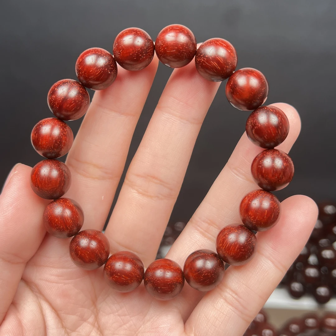 无油无蜡印度小叶紫檀1.2*17颗高油密老料檀香紫檀文玩女士手串