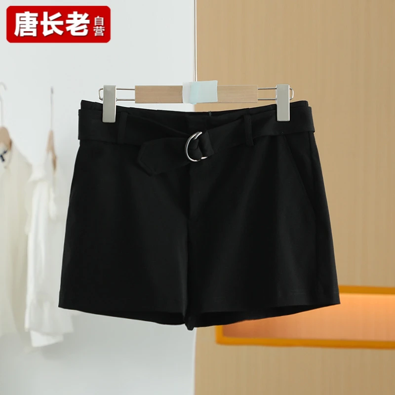 【半价q仓-唐长老自营】货号4784女装黑色通勤显瘦小众夏短裤M
