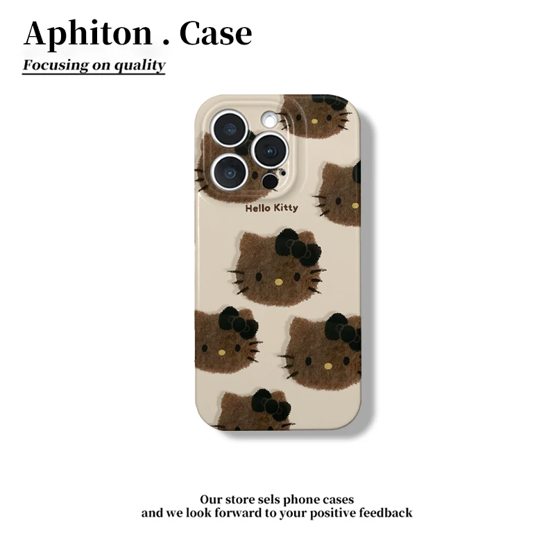 奥菲顿棕皮大头kitty适用苹果17/16菲林手机壳华为vivo小米15oppo