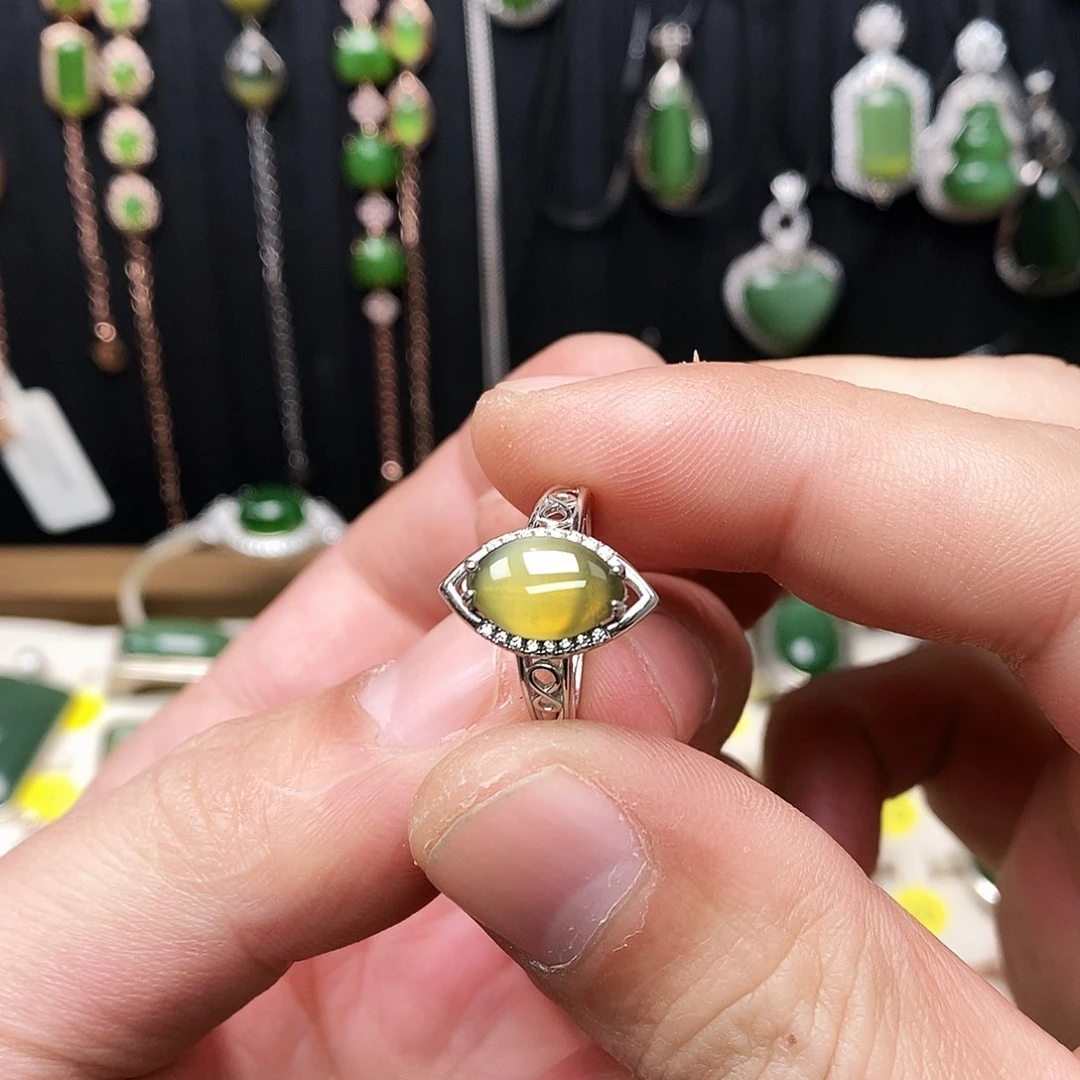 和田玉（碧玉）银S925镶嵌戒指