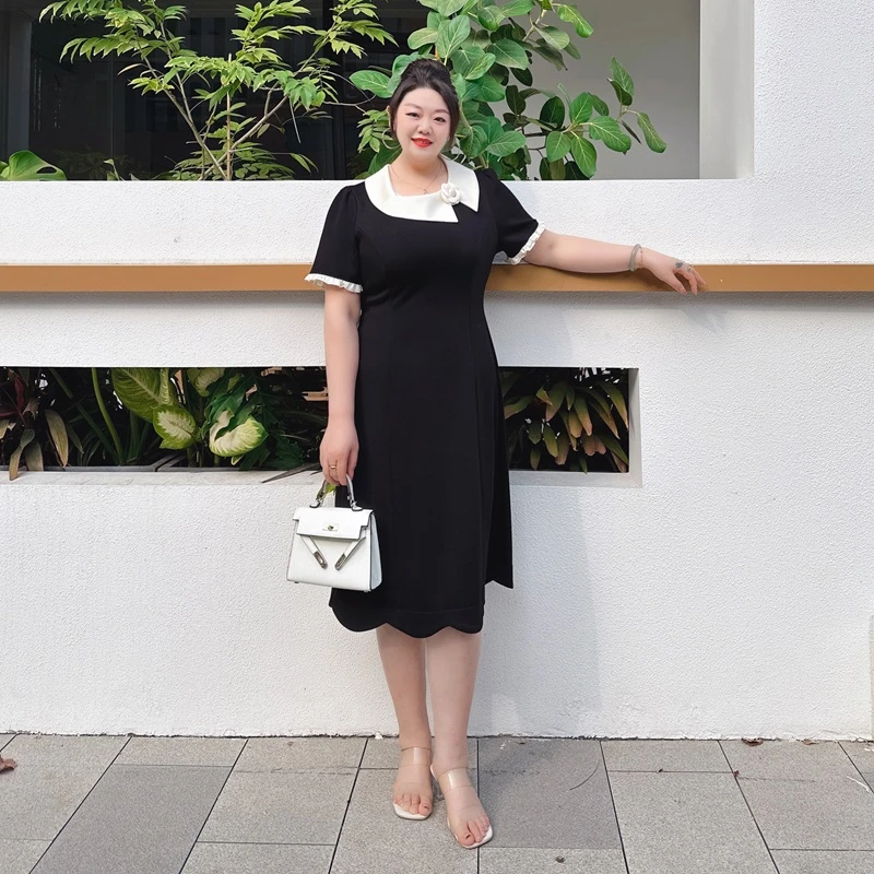 【梅姐定制】春季轻熟风高腰宽松显瘦大码连衣裙LPP61475
