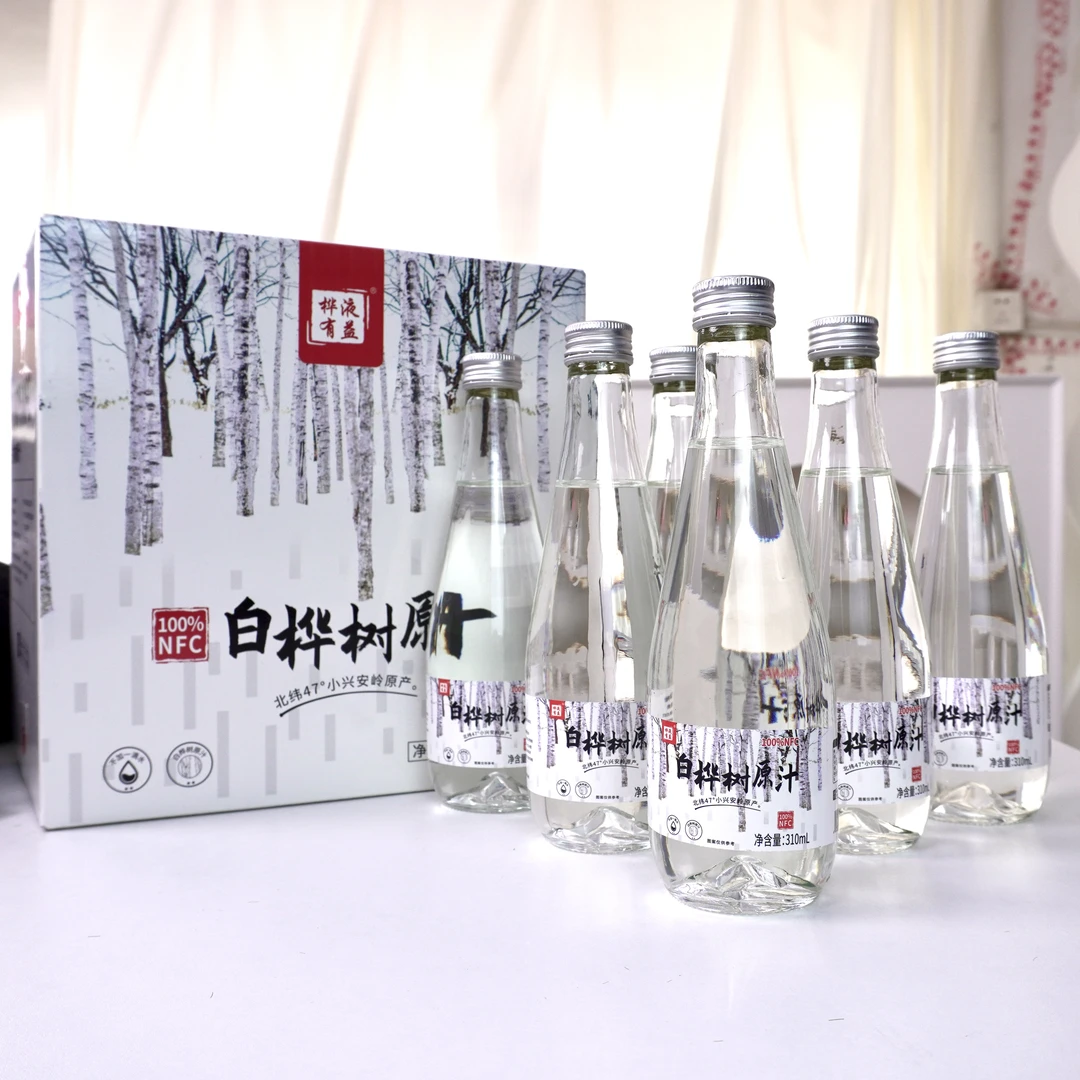桦液有益 100%白桦树汁配料表干净只有白桦树汁310ml*6瓶/箱