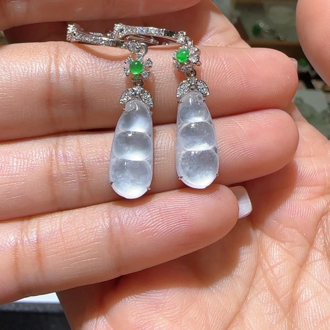 【闪购商品】翡翠耳饰18K金镶嵌缅甸