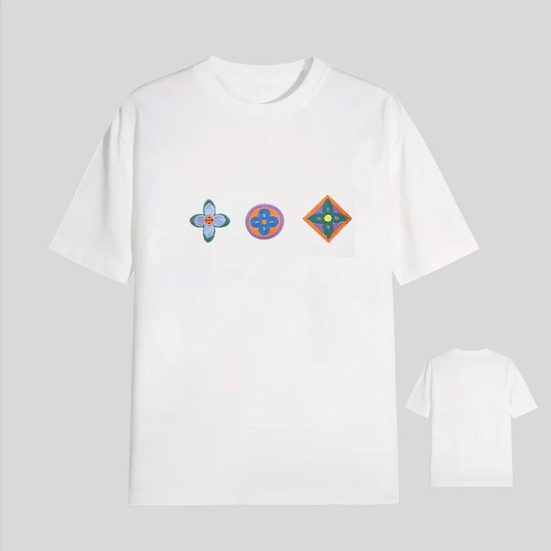 【12号链接-经典三色老花绣】短袖T恤男女同款宽松经典立体工艺刺绣