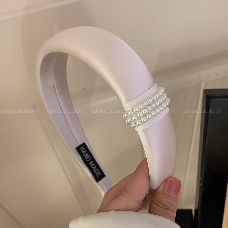 赵露思同款!小香风珍珠发箍~缎面高级感2025早秋新款头箍法式女